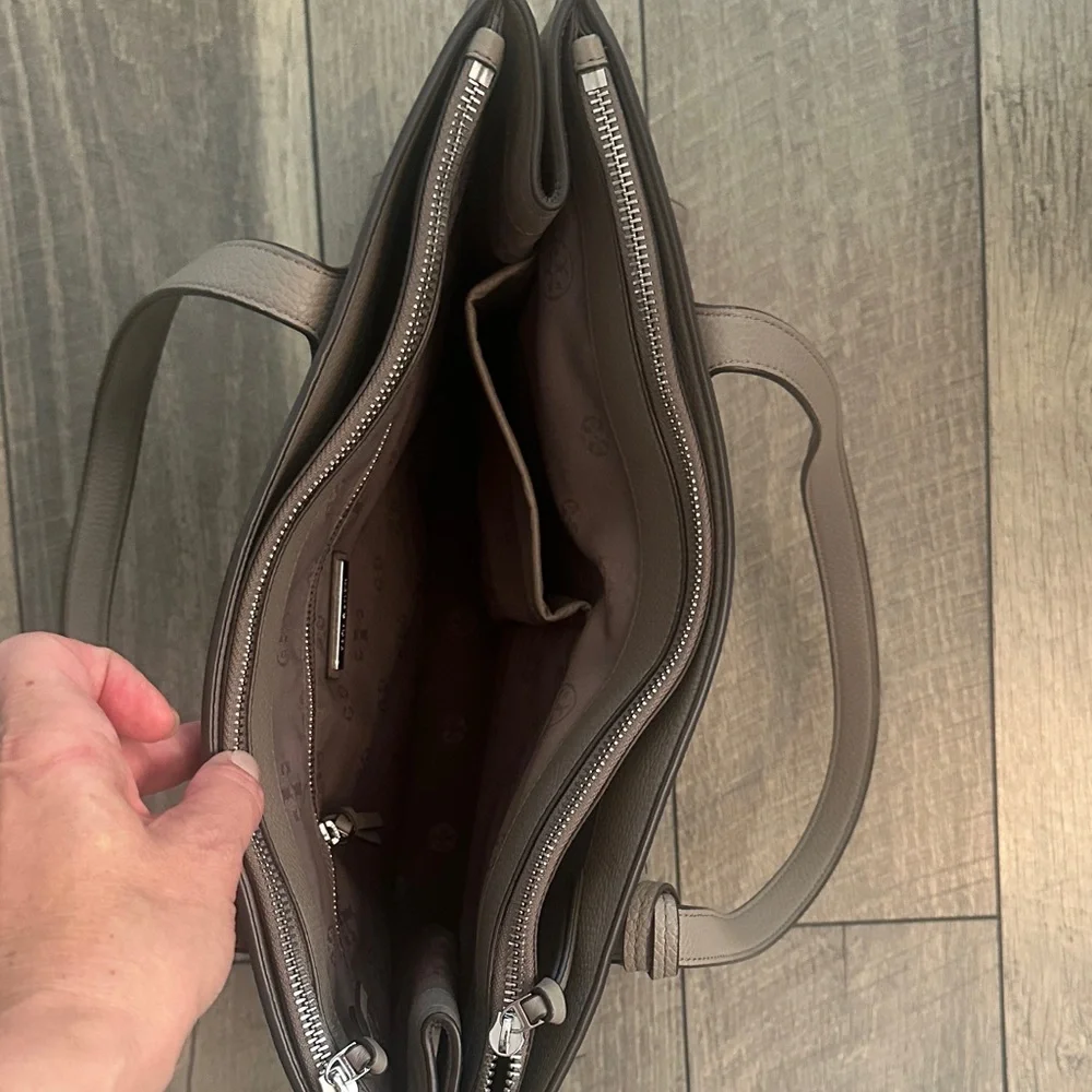 Tory Burch Gray Leather Tote - Picture 5 of 9